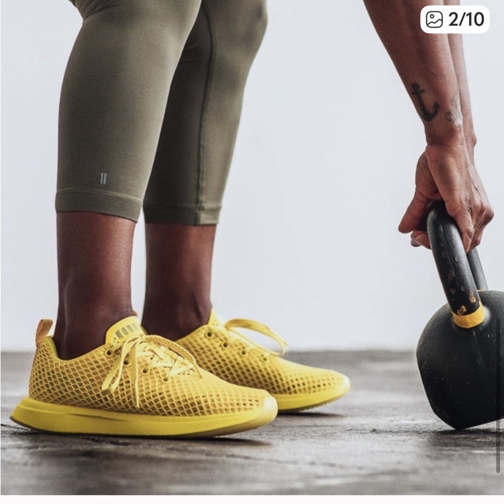 NOBULL Lemon Drop Knit Mustard Yellow Running Sneakers, M/6, W/7.5